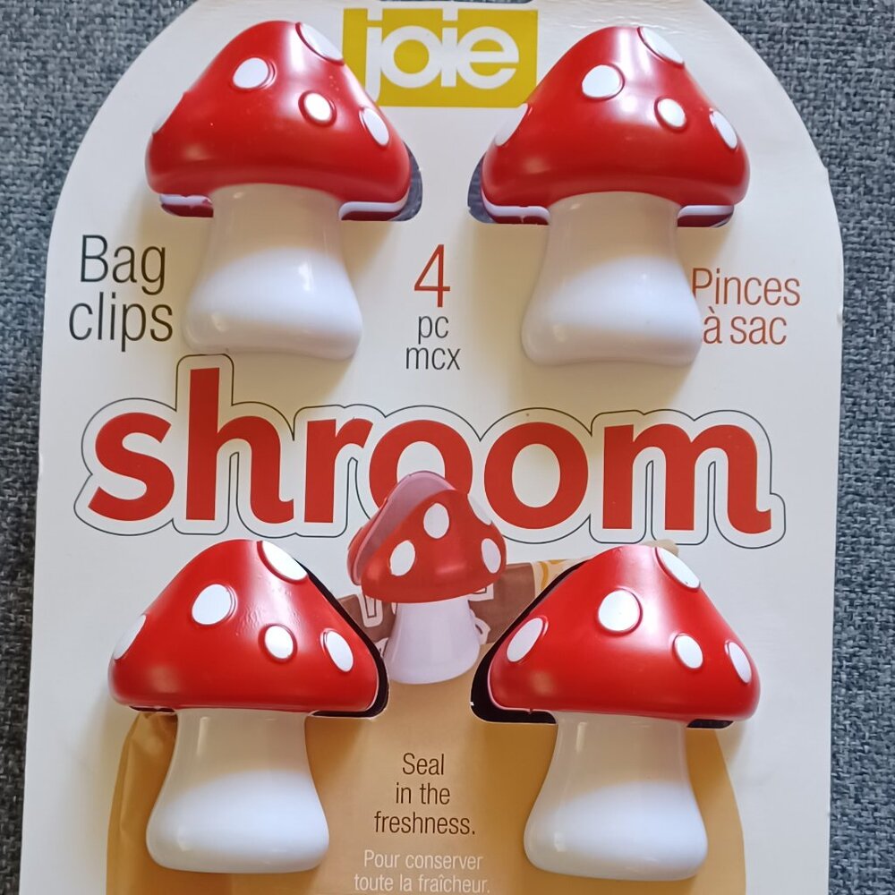Joie Shroom Mushroom Bag clips set of 4 cute kitchen fun New
